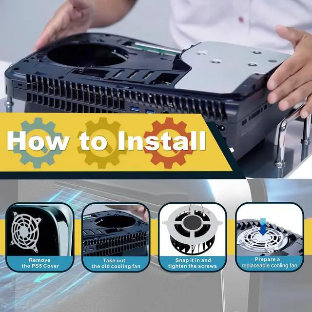 Alt view image 3 of 5 - PS5 Internal Cooling Fan Internal CPU Cooling Fan Replacement for PlayStation 5 PS5 23 Blades Fan12V 2.15A Silence Cooler(with 6CM Cable & T8 Screwdriver)