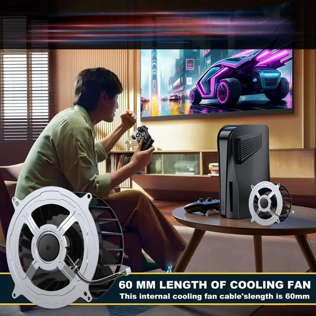 Alt view image 5 of 5 - PS5 Internal Cooling Fan Internal CPU Cooling Fan Replacement for PlayStation 5 PS5 23 Blades Fan12V 2.15A Silence Cooler(with 6CM Cable & T8 Screwdriver)