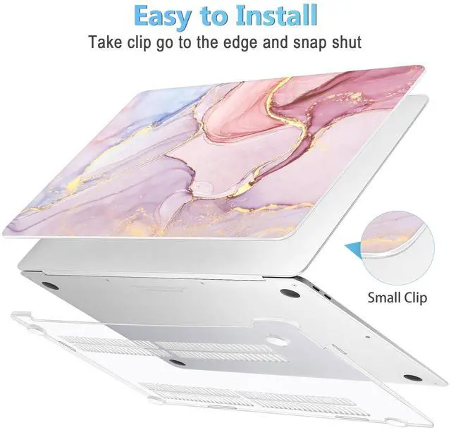 Alt view image 3 of 4 - Mektron for MacBook Air 13 inch Case 2020 2019 2018 Release A2337 M1 A2179 A1932 with Retina Display Fits Touch ID, Plastic Hard Shell & Keyboard Cover & Screen Protector & Webcam Cover, Pink Marble