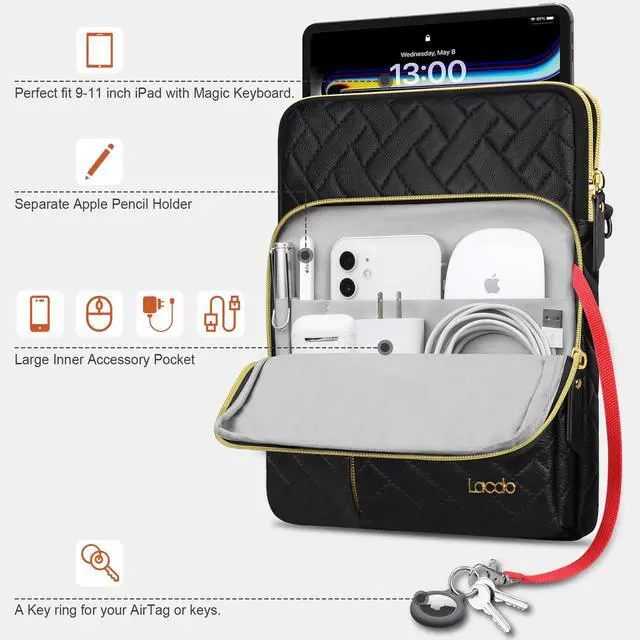Alt view image 2 of 5 - Lacdo Tablet Sleeve Bag for 11 inch iPad A16 / 11 inch iPad Air M3 M2 / 11 inchs iPad Pro M4 / 10.9 inch iPad / 10.2" iPad/ipad Air 5 4, Samsung Galaxy Tab A9+ Tablet Shoulder Bag Carrying Case,Black