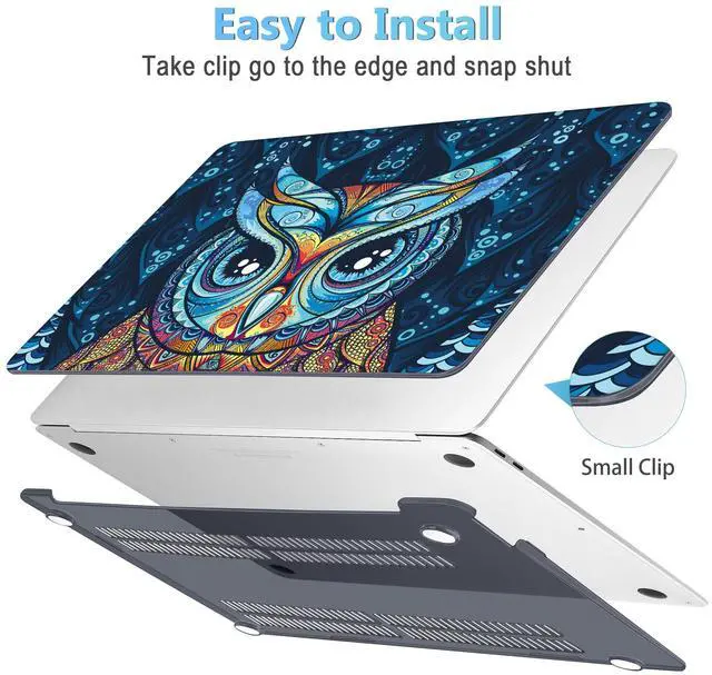 Alt view image 3 of 5 - Mektron for MacBook 13 inch Air Case A2337 M1 2020 2019 2018 Release, Ultra Thin Plastic Hard Shell Cover for MacBook Air 13 inch A2179 A1932, Cute Owl