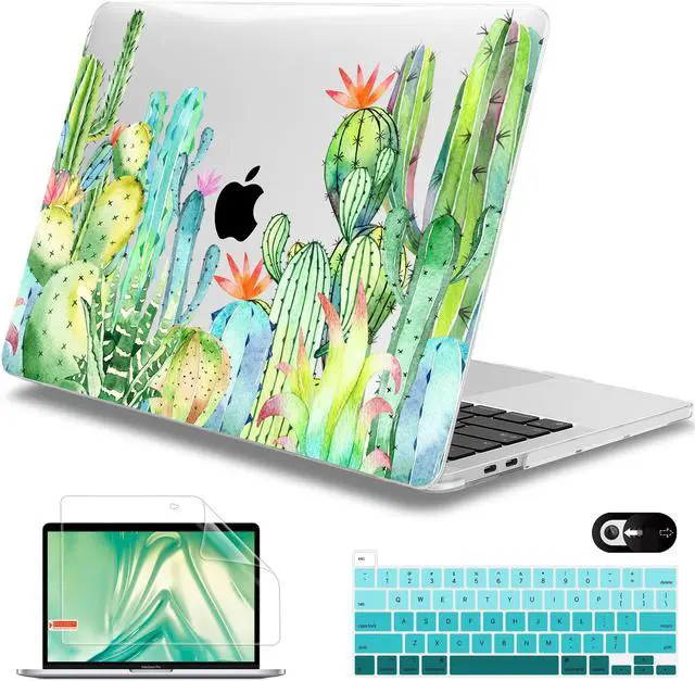Main image of Mektron for MacBook Pro 13 inch Case 2022 2020 Release A2338 M2 M1 A2289 A2251, Printing Plastic Hard Shell Cover with Keyboard Skin for New MacBook Pro 13.3-inch Touch Bar,Watercolor Cactus