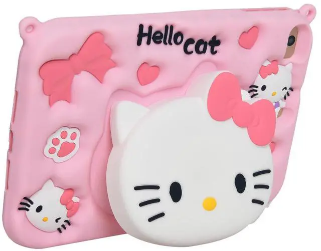 Alt view image 4 of 4 - Cartoon Case for iPad Mini 6 8.3",MONEHOYSY Cute Soft Silicone Kickstand [Drop Proof,Shock Proof,Anti Slip] Back Stand Cover Case for Kids Children Teens Girls Boys (Kitty-3)