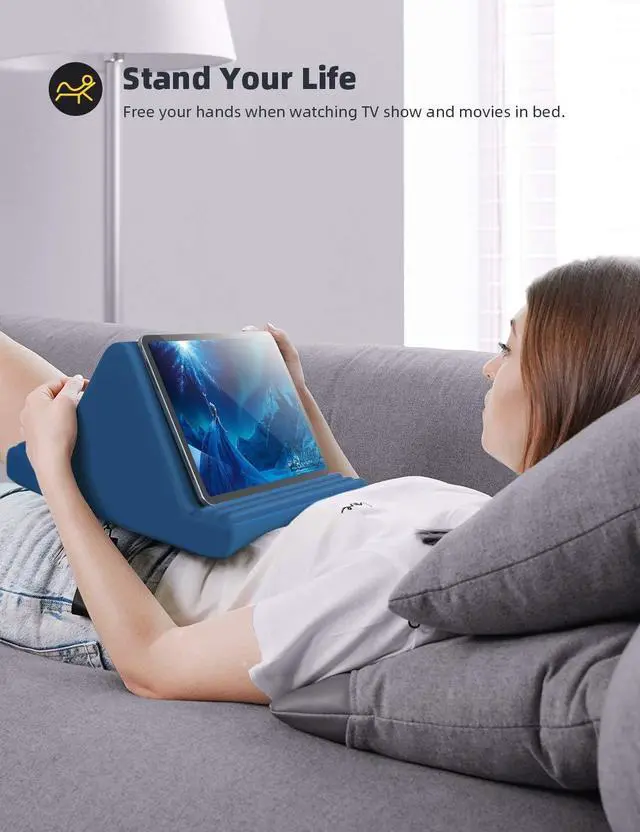 Alt view image 2 of 5 - Lamicall Tablet Pillow Stand, Pillow Soft Pad for Lap - Tablet Holder Dock for Bed with 6 Viewing Angles, for iPad Pro 9.7, 10.5, 11, 12.9 Air Mini 4 3, Kindle, Galaxy Tab, E-Reader, Royal Blue