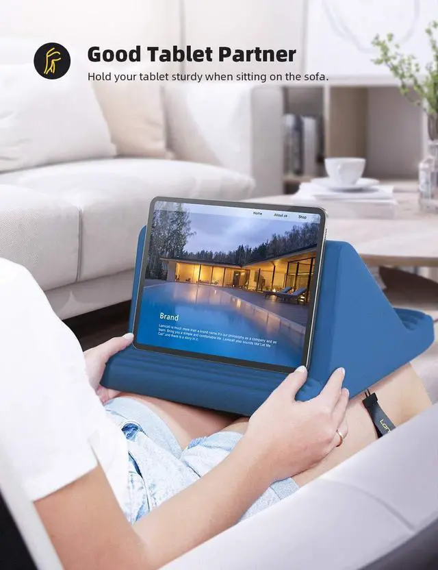Alt view image 3 of 5 - Lamicall Tablet Pillow Stand, Pillow Soft Pad for Lap - Tablet Holder Dock for Bed with 6 Viewing Angles, for iPad Pro 9.7, 10.5, 11, 12.9 Air Mini 4 3, Kindle, Galaxy Tab, E-Reader, Royal Blue