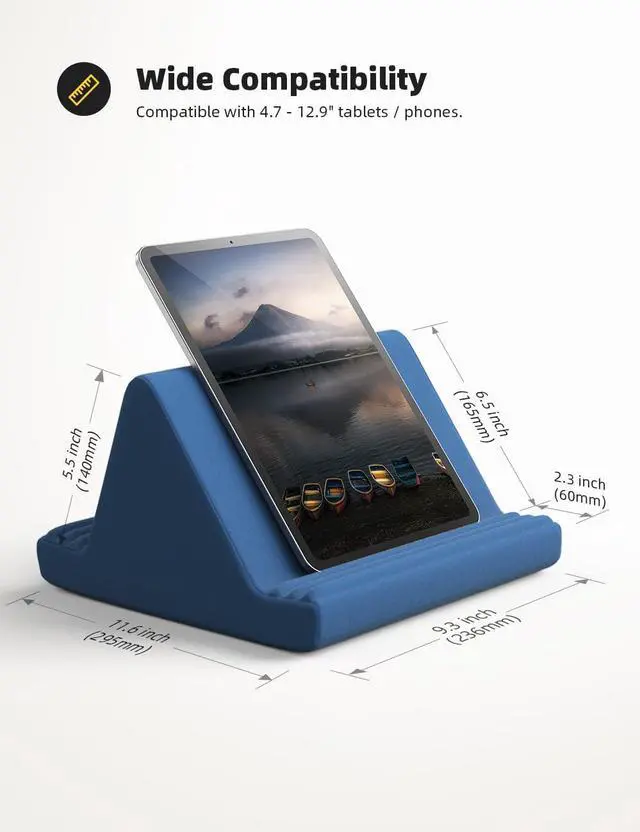 Alt view image 5 of 5 - Lamicall Tablet Pillow Stand, Pillow Soft Pad for Lap - Tablet Holder Dock for Bed with 6 Viewing Angles, for iPad Pro 9.7, 10.5, 11, 12.9 Air Mini 4 3, Kindle, Galaxy Tab, E-Reader, Royal Blue