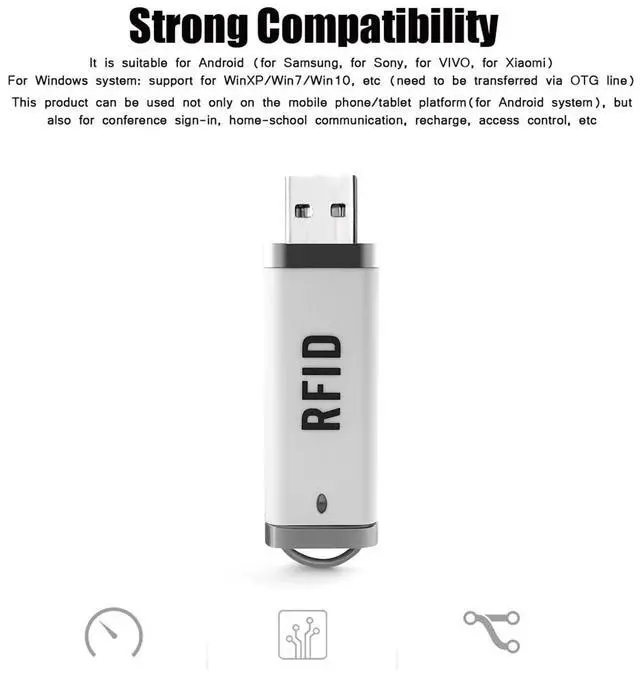 Alt view image 3 of 5 - RFID Reader Mini ID IC Card Reader Scanner RFID Reader 125KHz/13.56Mhz Dual Frequency Reads TK4001 EM4100 ID IC NFC Card Access Control Reader USB Port