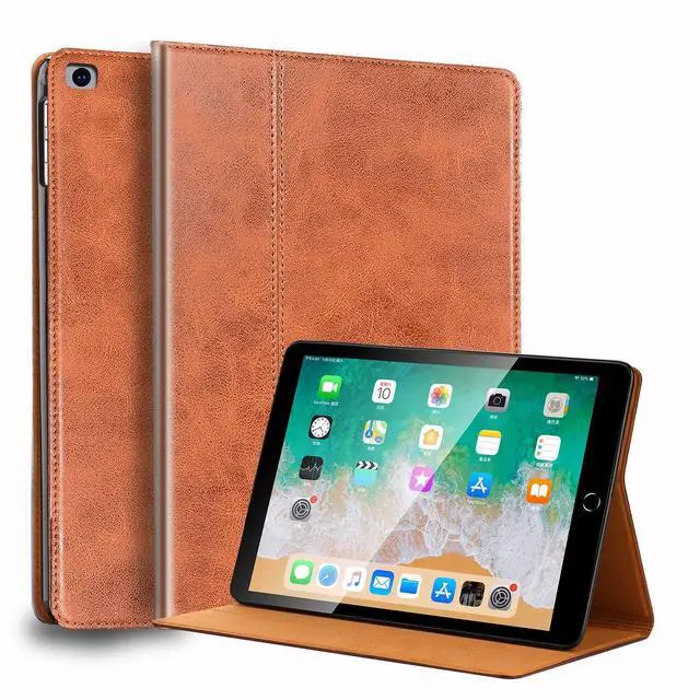 Main image of NANRUIL for Ipad Case 9.7-inch 5th/6th Gen 2017/2018 and Air 1st/2nd Generation 2013/2014 Genuine Leather Cover Protective Shell,Auto Wake/Sleep.Brown