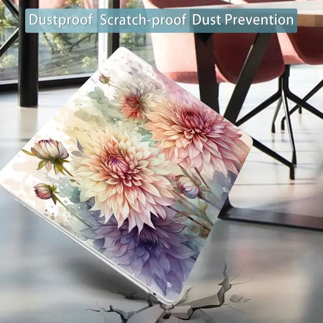 Alt view image 5 of 5 - Mektron Case for MacBook Air 13 inch M1 A2337 A2179 A1932,Hard Cover 2018-2021 Air 13-inch with Touch ID, Exclusively Designed Protective Shell with Keyboard Skin+Screen Protector,Watercolor Dahlias