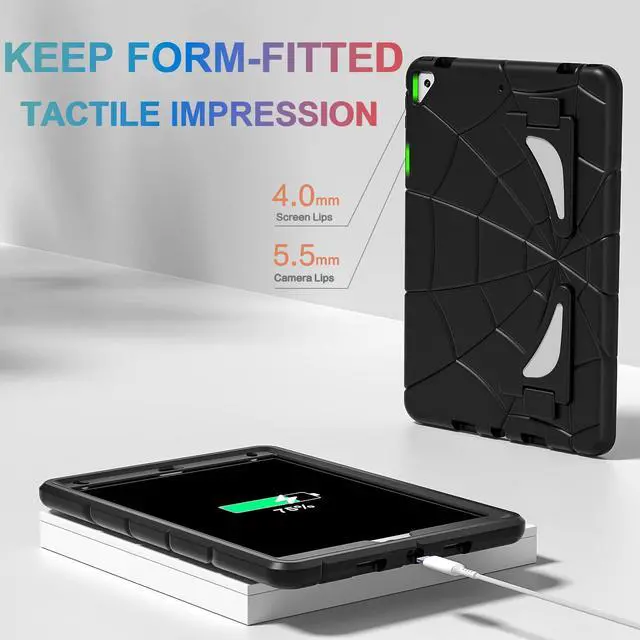 Alt view image 5 of 5 - Nitupai Case for iPad 10.2 Case for Kids iPad 9th / 8th / 7th Generation Gen Case Heavy Duty Shockproof Rugged Protective Cover 10.2 Inch with Stand for Kids, Black+Black