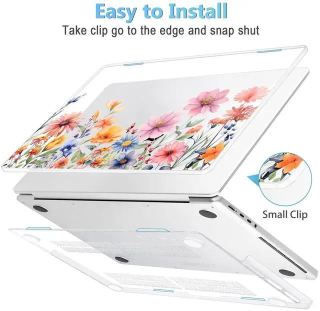 Alt view image 3 of 5 - Mektron Case for MacBook Pro 16" M4 A3403 A3186 M3 A2991 M2 A2780 M1 A2485 (2021/2023/2024) Pro/Max with Touch ID, Hard Shell Plastic Laptop Cover Keyboard Cover Screen Protector, Floral P165