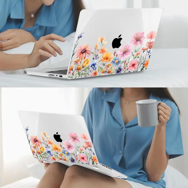 Alt view image 4 of 5 - Mektron Case for MacBook Pro 16" M4 A3403 A3186 M3 A2991 M2 A2780 M1 A2485 (2021/2023/2024) Pro/Max with Touch ID, Hard Shell Plastic Laptop Cover Keyboard Cover Screen Protector, Floral P165