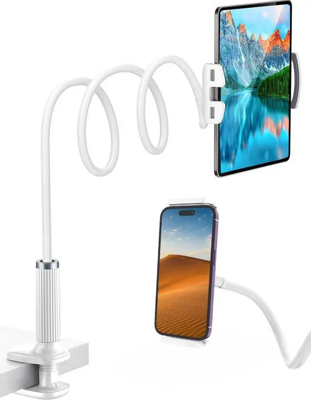 Main image of Niumowa Gooseneck Tablet Holder - Flexible Stand, Tablet Holder,Cell Phone Holder,Cell Stand, Flexible Adjustable Arm in Bed for/Mobile Phone/Switch/etc, 98 cm Total Length (White)