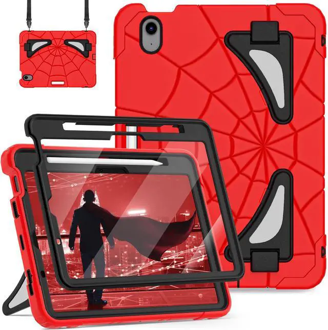 Main image of Case for iPad Air 11 Inch Case M2 / M3 (2024/2025) iPad Air 5th/4th Generaton 10.9 Inch (2022/2020) 6th Generation 2024 Cover for Kids with Pen Holder Screen Protector Thickned Cornor, Red Black