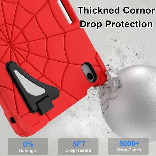 Alt view image 3 of 5 - Case for iPad Air 11 Inch Case M2 / M3 (2024/2025) iPad Air 5th/4th Generaton 10.9 Inch (2022/2020) 6th Generation 2024 Cover for Kids with Pen Holder Screen Protector Thickned Cornor, Red Black