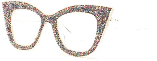 Alt view image 2 of 5 - mincl Cat Eye Reading Glasses Bling Rhinestones Crystal Black Diamond Frame Eyewear Anti Blue Light Reader (clear, 1.75x)