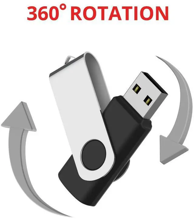 Alt view image 3 of 5 - MOSDART No Logo USB2.0 4GB Flash Drive, Swivel Design with LED Indicator, Keychain Loop, FAT32 Memory Stick for Data Storage, Black(Pack of 10)