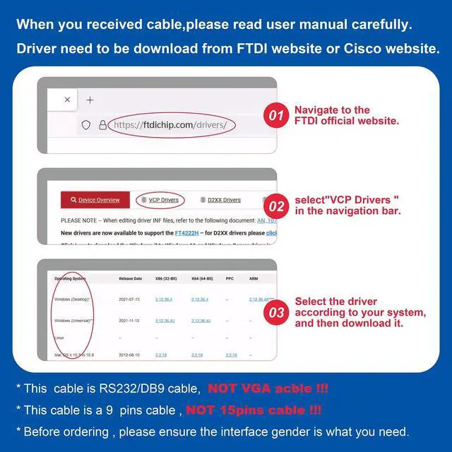 Alt view image 3 of 5 - OIKWAN USB to RS232 Serial DB9 Male Cable, 2-Pack