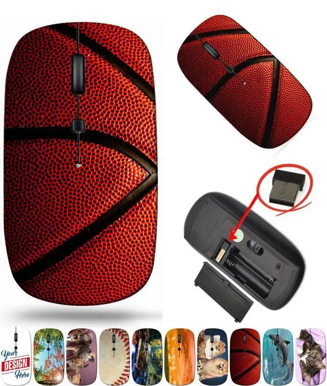 Main image of maizi Mouse Wireless for Mac Laptop PC Chromebook, Mouses Wireless Image ID: 10921822 Basketball Closeup 2.4G Lightweight with USB Receiver Manufacturered in USA