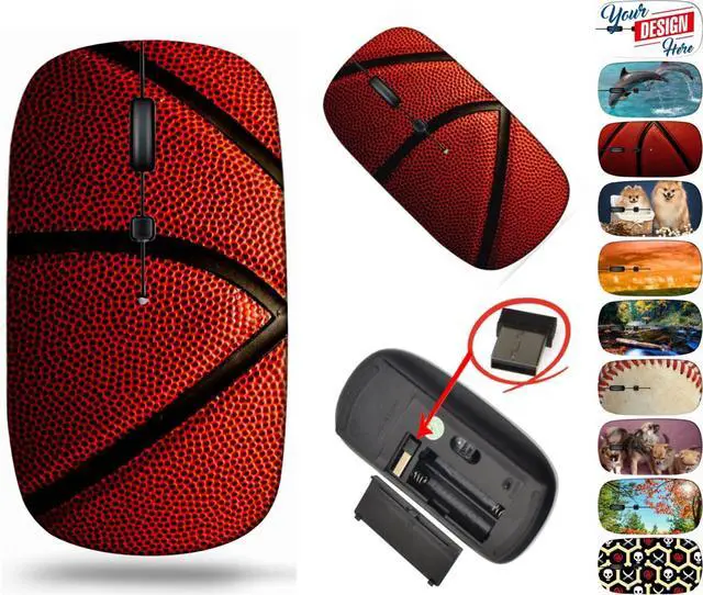 Alt view image 5 of 5 - maizi Mouse Wireless for Mac Laptop PC Chromebook, Mouses Wireless Image ID: 10921822 Basketball Closeup 2.4G Lightweight with USB Receiver Manufacturered in USA