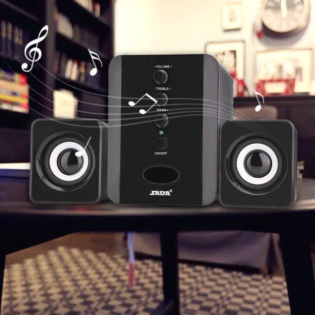 Main image of 3W Treble and Bass Independent Adjustment Mini Subwoofer, Rear 3 Inch Bass Speaker DV 5V & USB 5V Wired Speaker, Tablet PC for Cellphone(Black)