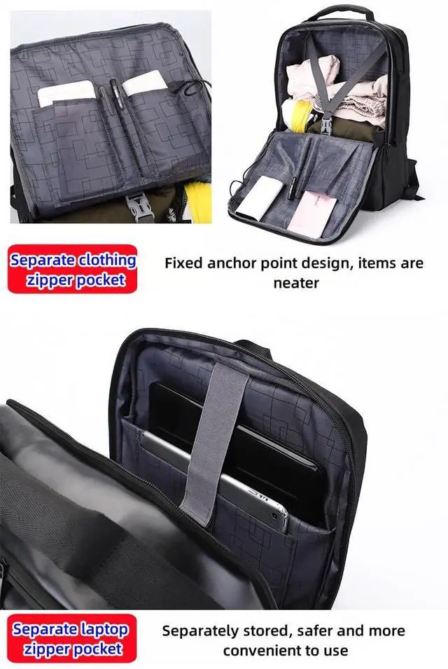 Alt view image 4 of 5 - ORILOOSEN Business travel laptop backpack USB charging port,15.6laptop backpack Separate laptop pocket water resistant Men,carry on backpack,college backpack (01#Grey)