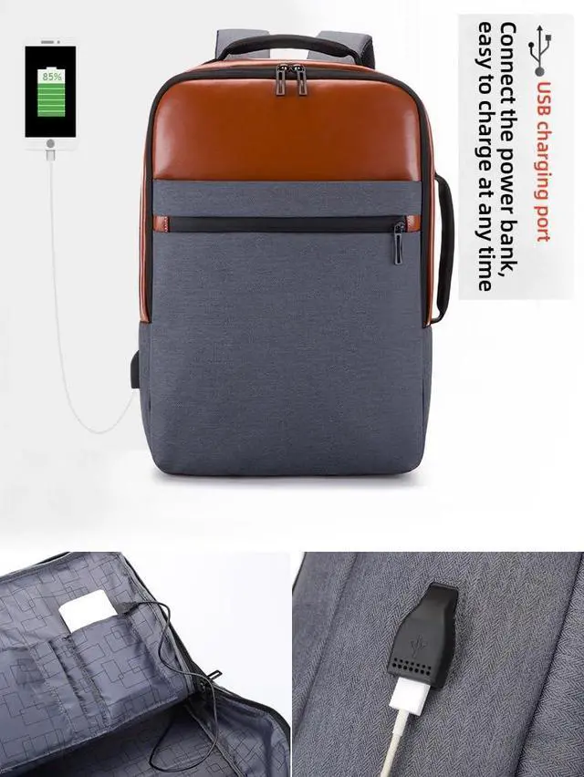 Alt view image 5 of 5 - ORILOOSEN Business travel laptop backpack USB charging port,15.6laptop backpack Separate laptop pocket water resistant Men,carry on backpack,college backpack (01#Grey)