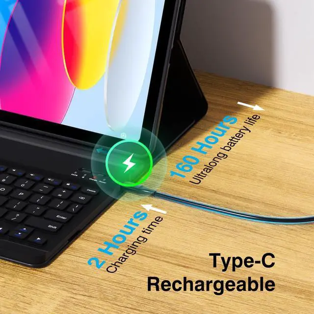 Alt view image 3 of 5 - OYEEICE for iPad 11th A16/ 10th Gen Case with Keyboard (2025/2022, 11/10.9 Inch) - Wireless, Detachable, Cover with Pencil Holder - Black