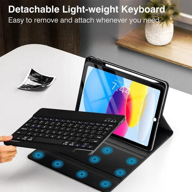 Alt view image 5 of 5 - OYEEICE for iPad 11th A16/ 10th Gen Case with Keyboard (2025/2022, 11/10.9 Inch) - Wireless, Detachable, Cover with Pencil Holder - Black