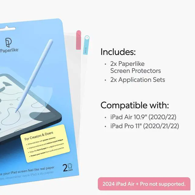 Alt view image 2 of 5 - Paperlike 2.0 (Previous Model) for iPad Pro 11" (2020/21/22) & iPad Air 10.9" (2020/22) - Screen Protector for Drawing and Writing like on Paper
