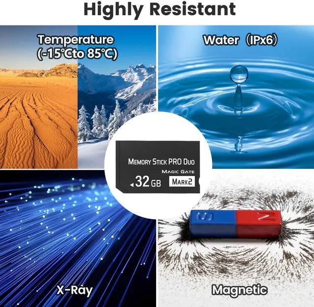 Alt view image 4 of 5 - Original 32GB Memory Stick Pro Duo MARK2,High-Speed Memory Stick Duo Compatible with PSP1000 2000 3000 Accessories and Camera Memory Cards