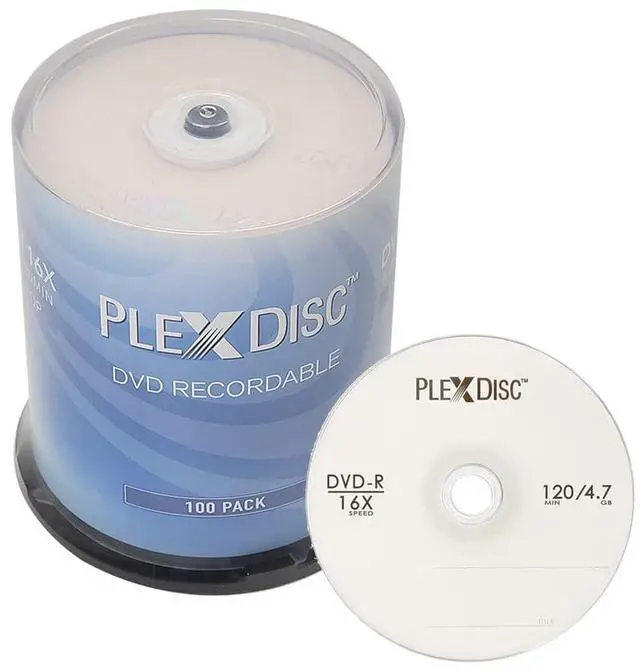 Main image of PlexDisc DVD-R 4.7GB 16x Logo Branded Recordable Media Disc - 100 Disc Spindle (FFP) 632-815-BX