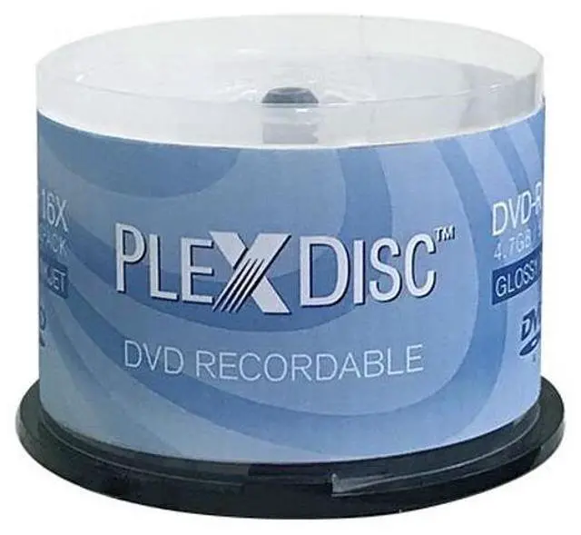 Main image of PlexDisc 16X 4.7GB Glossy White Inkjet Hub Printable DVD-R - 50 Disc - 632-514