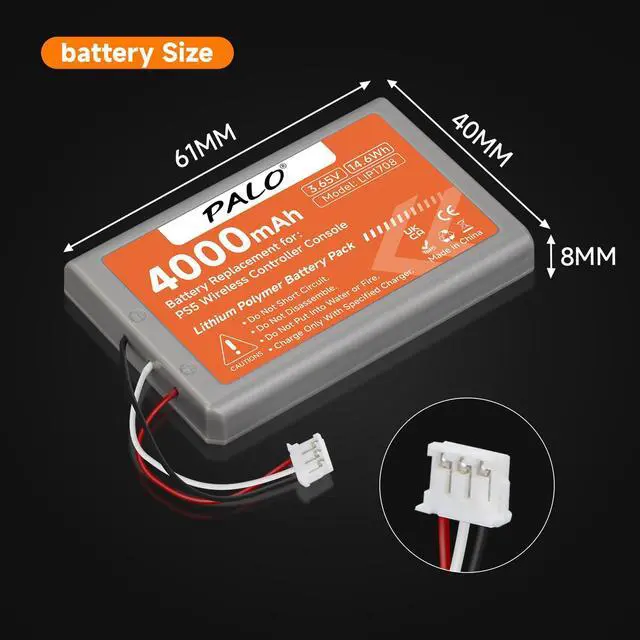 Alt view image 3 of 5 - Palogreen 3 Pack 4000mAh LIP1708 Battery-3.65V/14.6Wh Lithium Battery for Sony-PS5 Dual Sense Controller CFI-ZCT1W Gamepad