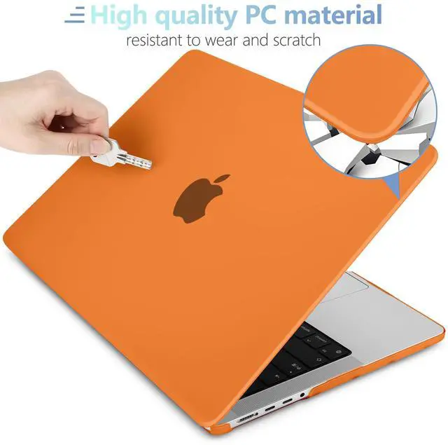 Alt view image 3 of 5 - MEEgoodo for M4 MacBook Pro 14 inch Case 2024 2023 2021 A3112/A3401/A3185/A2918/A2992/A2779/A2442 M3 M2 M1 Pro/Max, Laptop Hard Shell with Keyboard Cover & Screen Protector & Webcam Covers, Orange
