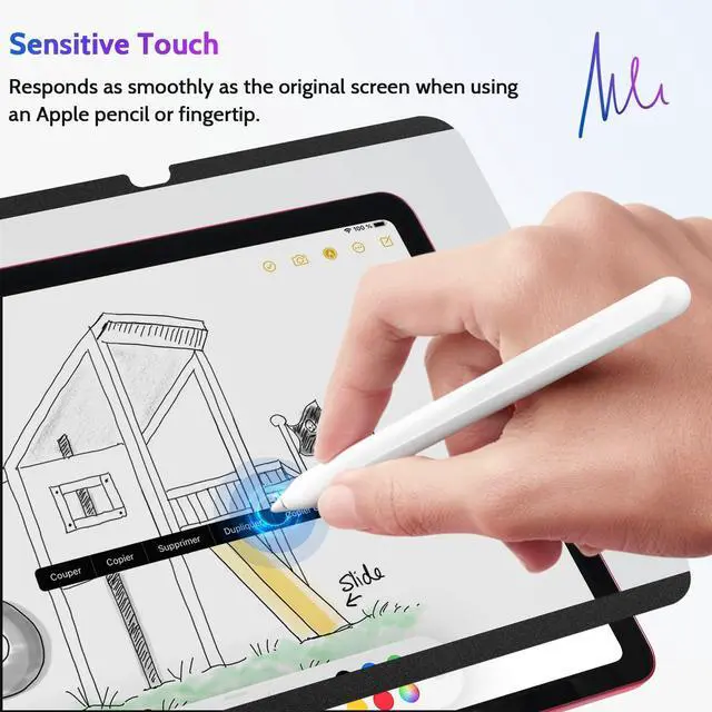 Alt view image 4 of 5 - Peslv Magnetic Privacy Screen Protector for iPad 10th 2022 10.9" & iPad 11th A16 2025 11", Removable Anti Blue Light Glare Spy Private Filter, High Sensitive Bubble-Free Black Security Screen