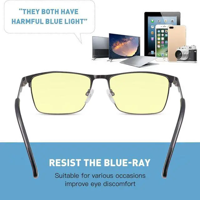 Alt view image 3 of 5 - PEEPAI Blue Light Blocking Glasses UV400 Anti Eyestrain Computer Gaming Blue Light Screen Blocker Metal Eyewear for Men Women
