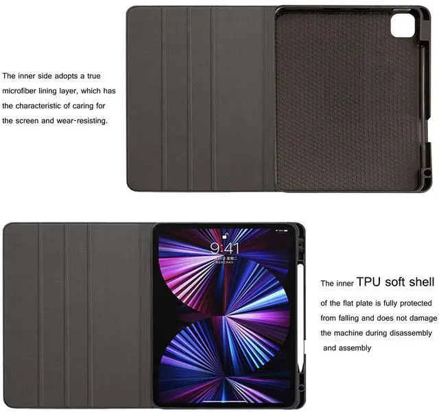 Alt view image 5 of 5 - NANRUIL for iPad mini 7th Gen A17 Pro Case 2024 and iPad mini 6th Gen 8.3 inch 2021 Genuine Leather Cover Protective Shell,Built-in Pencil Holder and Auto Wake/Sleep.Black