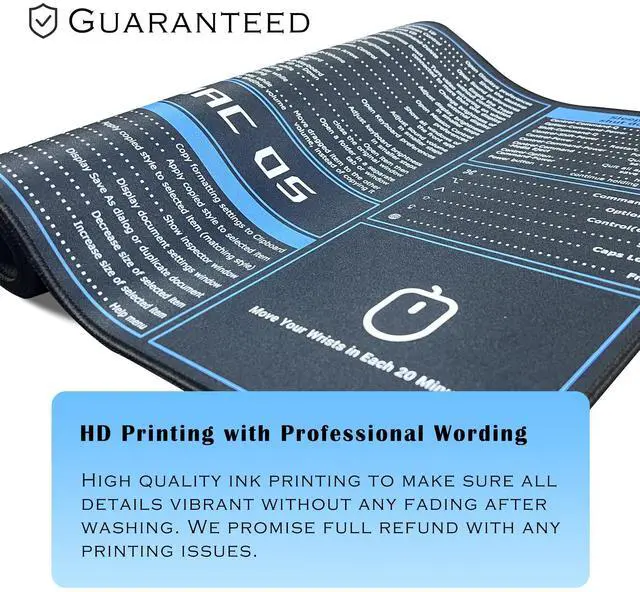 Alt view image 4 of 5 - ProbTis Keyboard Shortcut Mouse Pad Compatible with MacOS, Computer Shortcut Cheat Sheet Mousepad, Stitched Edges, Non-Slip Base Keyboard Mats, XXL Large Desk Mat, 35.4x15.7, Office Gifts