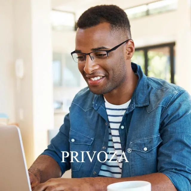 Alt view image 2 of 5 - PRIVOZA Blue Light Glasses for Men Semi Rimless Rectangular Computer Glasses Blue Blocker Anti Glare UV400 Protection (Black)