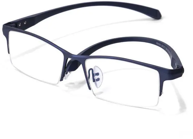 Main image of PRIVOZA Blue Light Glasses for Men Semi Rimless Rectangular Computer Glasses Blue Blocker Anti Glare UV400 Protection (Blue)