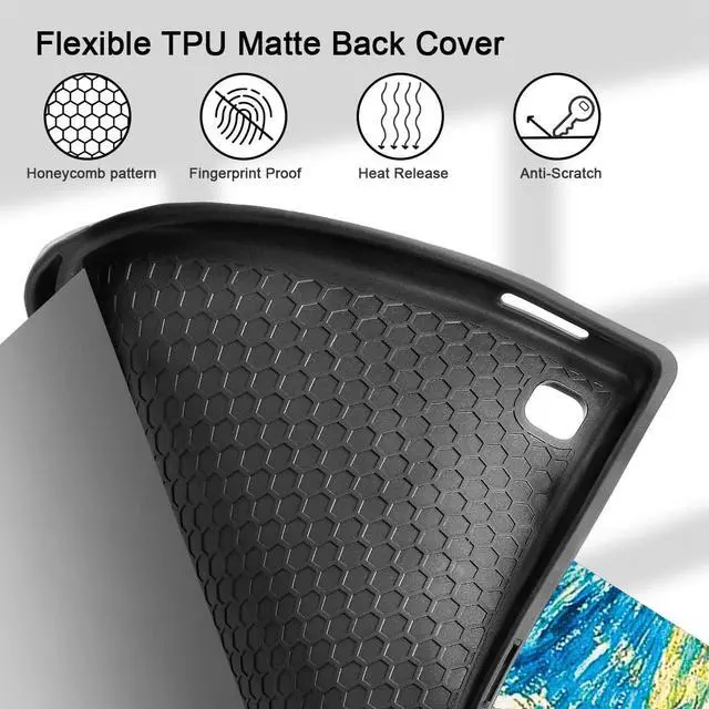 Alt view image 4 of 5 - Mektron Case for Galaxy Tab A7 Lite Samsung 8.7 Inch Tablet 2021 Model (SM-T220/T225/T227) with S Pen Holder,Multi-Angle Viewing Lightweight Hard Back Stand Cover,Abstract Starry Sky