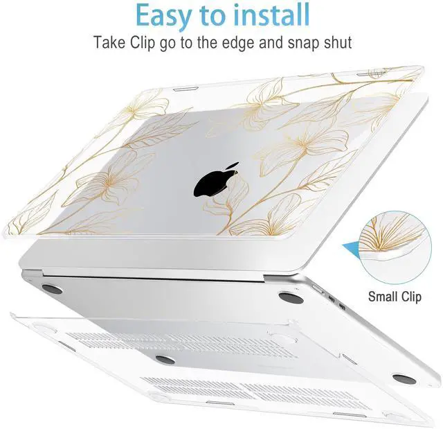 Alt view image 3 of 5 - Mektron for 2025 M4 MacBook Air 13.6 Inch A3240 Case Fits 2023 A2681 M2 2024 A3113 M3 Chip with Liquid Retina Display Touch ID, Printed Plastic Hard Shell Cover for MacBook Air 13.6", Gold Flower S718