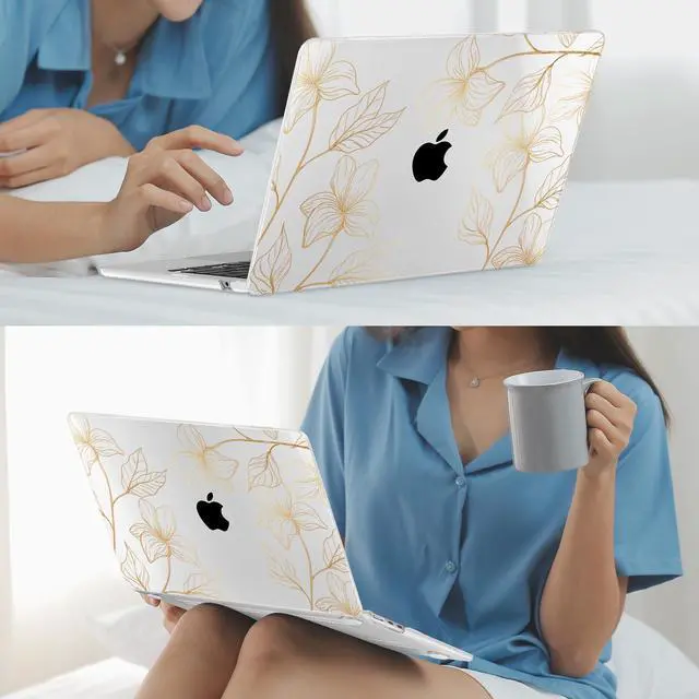 Alt view image 5 of 5 - Mektron for 2025 M4 MacBook Air 13.6 Inch A3240 Case Fits 2023 A2681 M2 2024 A3113 M3 Chip with Liquid Retina Display Touch ID, Printed Plastic Hard Shell Cover for MacBook Air 13.6", Gold Flower S718