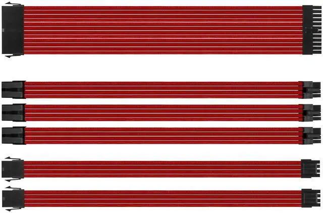 Main image of 18AWG PSU Cable Extension Kits, Power Supply Mod Sleeve Extension Cable, 24Pin ATX Cable2x8Pin4+4 EPS Cable3X 8Pin6+2 PCI-E for PSU Cable (Red)