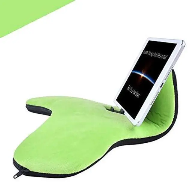 Alt view image 2 of 5 - OKATOPGEAKO Multi-Angle Soft Pillow Lap Stand for Tablets, iPads, Mobile Phones, eReaders, Books, Magazines, Fits Upto 12.9" Pad(Grass-Green)