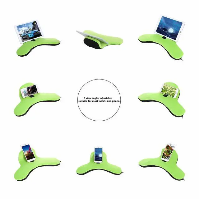 Alt view image 3 of 5 - OKATOPGEAKO Multi-Angle Soft Pillow Lap Stand for Tablets, iPads, Mobile Phones, eReaders, Books, Magazines, Fits Upto 12.9" Pad(Grass-Green)
