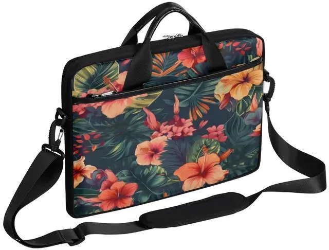 Main image of Laptop Bag for Women Men Waterproof Laptop Shoulder Bag 14-15.6 Inch Computer Messenger Bag Carrying Case (Tropical Flowers Design)