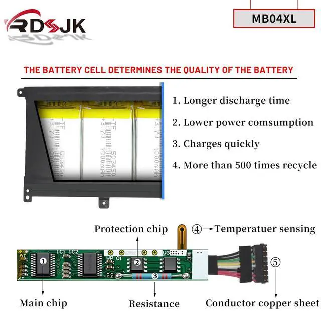 Alt view image 4 of 5 - MB04XL Laptop Battery for HP Envy X360 Convertible M6-AQ000 M6-AQ105DX M6-AQ103DX M6-AQ003DX M6-AQ105DX M6-AR004DX 15-AQ005NA AQ101NG AQ015NR AQ273CL AQ173CL 15t-AQ200 844204-850 843538-541 SQU-1208