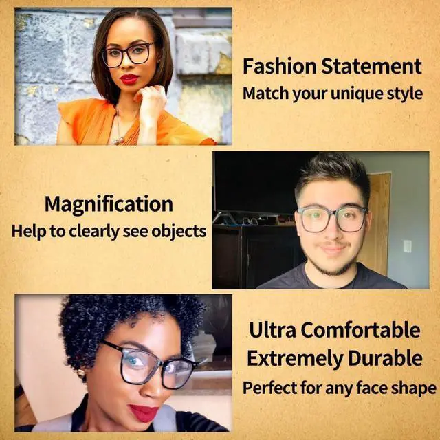 Alt view image 3 of 4 - Oversized Square Reading Glasses for Women Men Blue Light Blocking Eyeglasses Frame Cute Comfortable Black